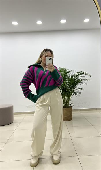 Dökümlü Krep Kumaş Palazzo Pantolon