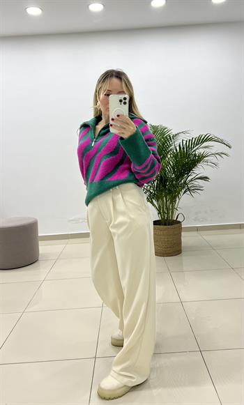 Dökümlü Krep Kumaş Palazzo Pantolon