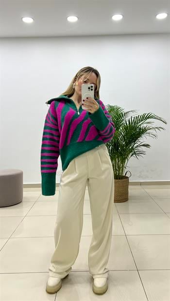 Dökümlü Krep Kumaş Palazzo Pantolon