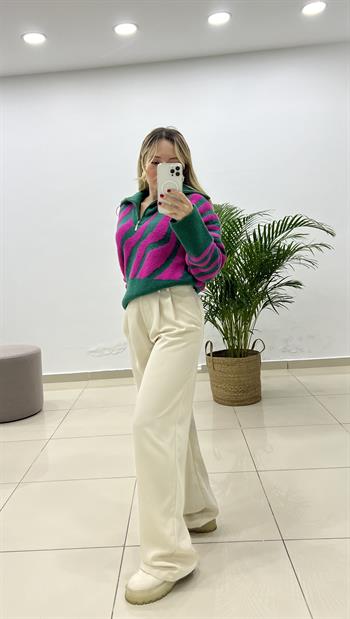 Dökümlü Krep Kumaş Palazzo Pantolon