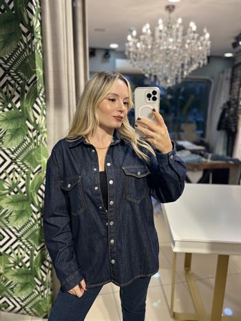 Dökümlü Kumaş Basic Denim Gömlek