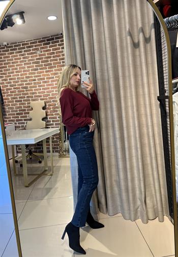 Full Likralı Lacivert Mom Fit Jean Pantolon