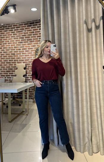 Full Likralı Lacivert Mom Fit Jean Pantolon