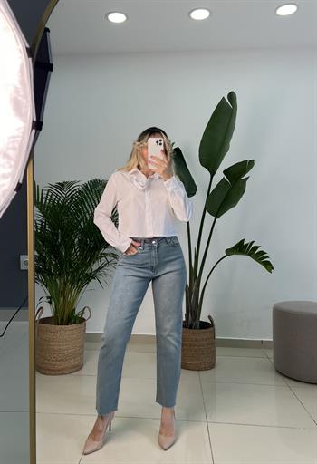 Full Likralı Tint Yıkama Mom Fit Jean Pantolon