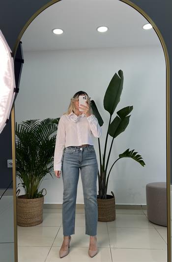 Full Likralı Tint Yıkama Mom Fit Jean Pantolon
