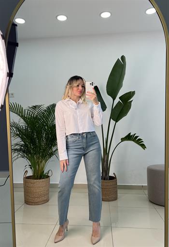 Full Likralı Tint Yıkama Mom Fit Jean Pantolon