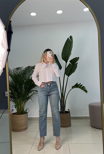 Full Likralı Tint Yıkama Mom Fit Jean Pantolon
