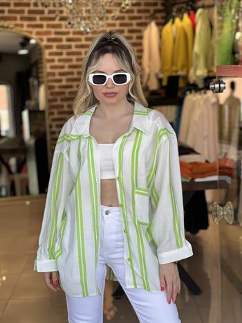 Yeşil İpek Keten Gömlek