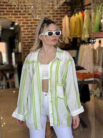 Yeşil İpek Keten Gömlek