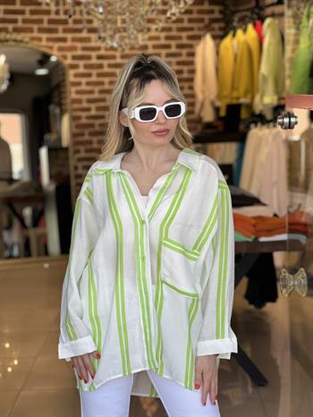 Yeşil İpek Keten Gömlek