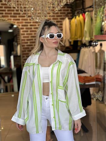 Yeşil İpek Keten Gömlek