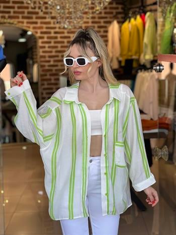 Yeşil İpek Keten Gömlek