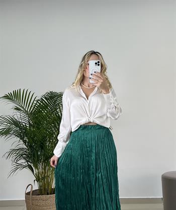 İpek Saten Ekru Gömlek