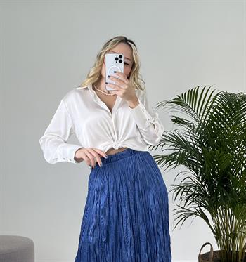 İpek Saten Ekru Gömlek