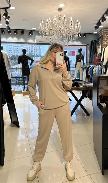 Kahverengi Modal Kumaş Eşofman Takımı