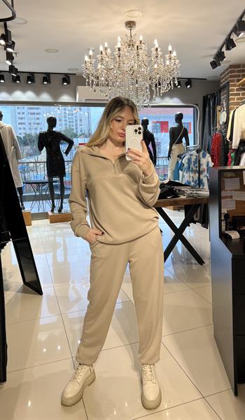 Kahverengi Modal Kumaş Eşofman Takımı