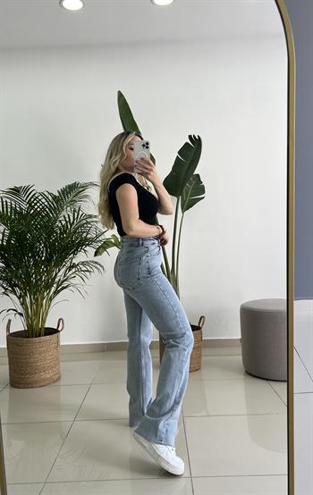 Kar Yıkama Palazzo Jean Pantolon