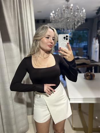 Kare Yaka Acı Kahve Çıtçıtlı Body