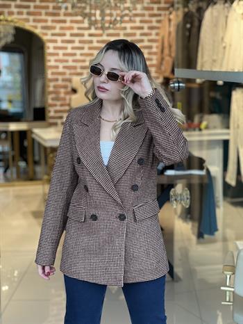 Kazayağı Desen Blazer Ceket
