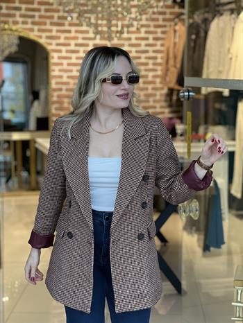 Kazayağı Desen Blazer Ceket