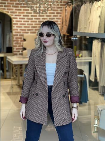 Kazayağı Desen Blazer Ceket