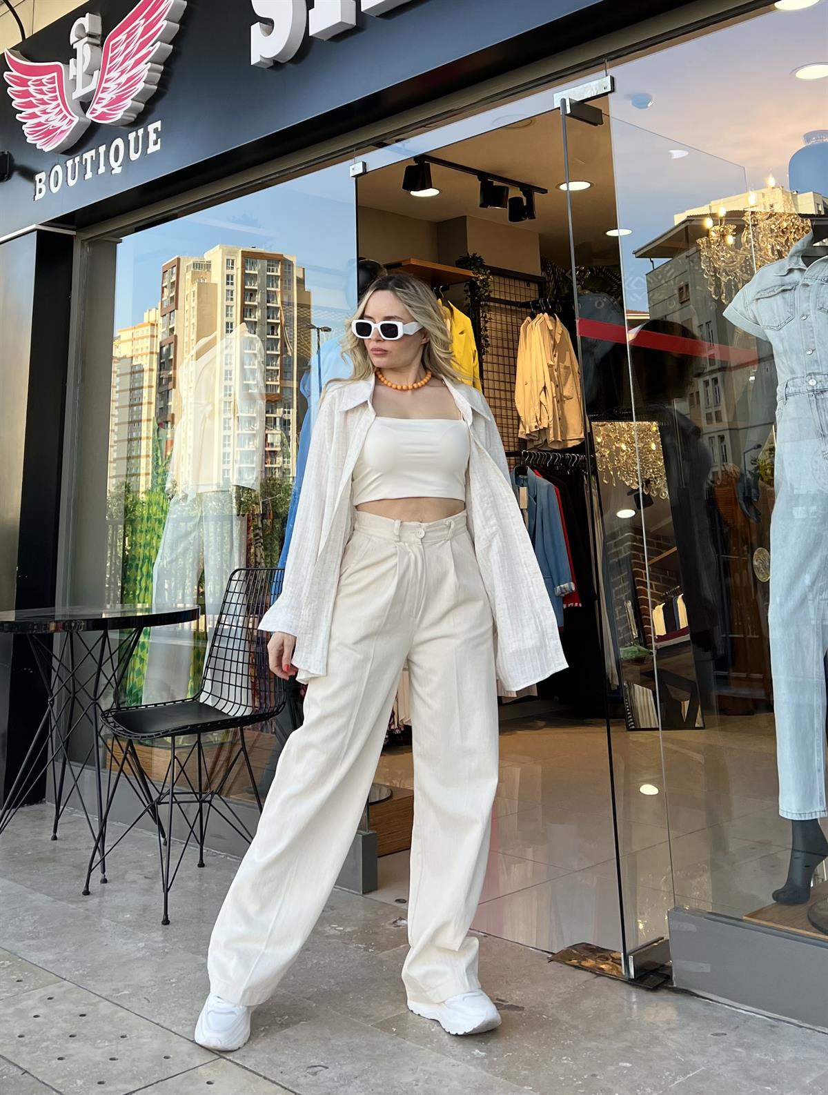 Keten Palazzo Pantolon