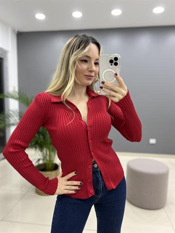 Kırmızı Triko Hırka