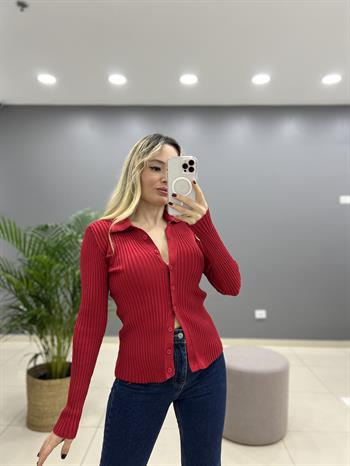 Kırmızı Triko Hırka