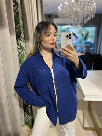 Koyu Mavi Cotton Pamuk Gömlek 