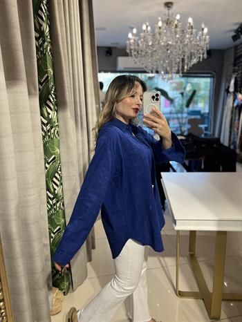 Koyu Mavi Cotton Pamuk Gömlek 