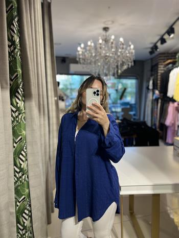 Koyu Mavi Cotton Pamuk Gömlek 