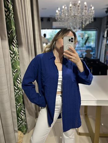 Koyu Mavi Cotton Pamuk Gömlek 