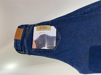 Koyu Mavi Push Uplı İspanyol Paça Jean Pantolon