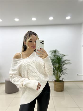 Krem Dantelli V Yaka  Kazak