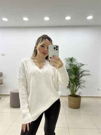 Krem Dantelli V Yaka  Kazak