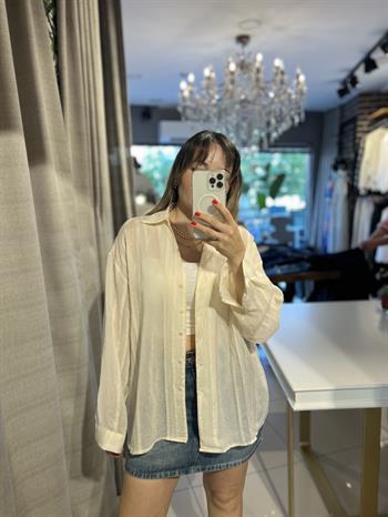 Krem Transparan Salaş Gömlek