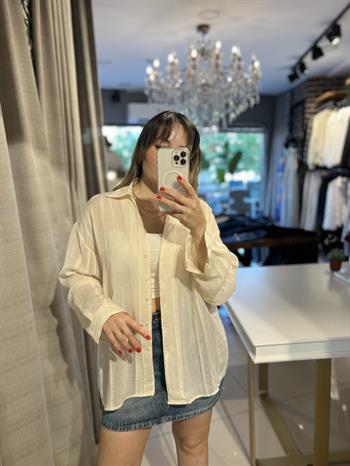 Krem Transparan Salaş Gömlek