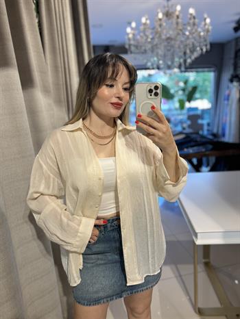 Krem Transparan Salaş Gömlek