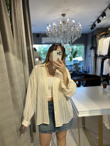 Krem Transparan Salaş Gömlek