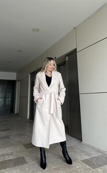  Taş Renk Kaşe Kaban 