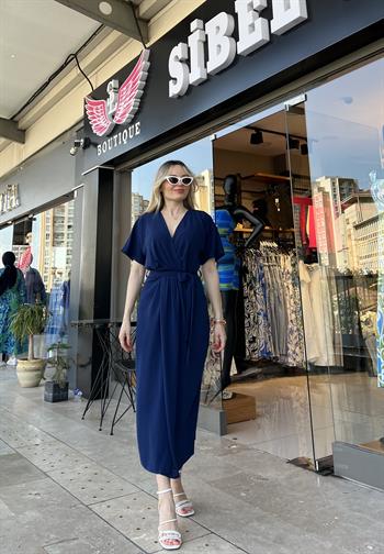 Lacivert Kapalı Anvelop Elbise