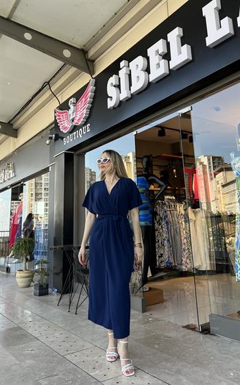 Lacivert Kapalı Anvelop Elbise