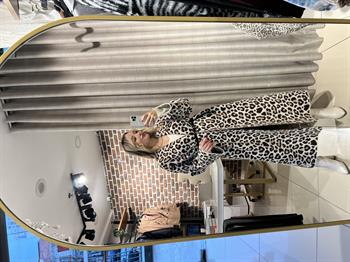 Leopar Desen Uzun Triko Hırka