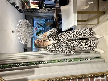 Leopar Desen Uzun Triko Hırka