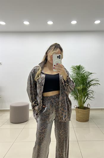 Leopar Parlak Palazzo Pantolon