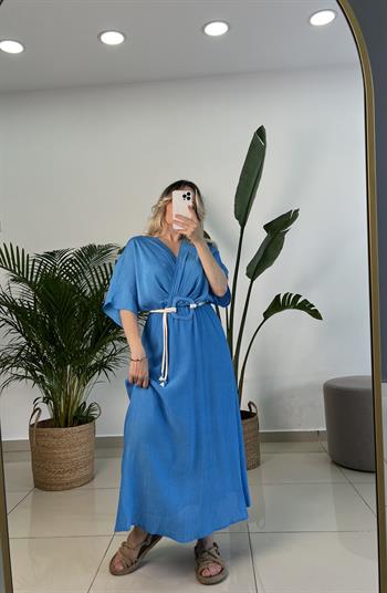 Mavi Renk Helen Model Elbise