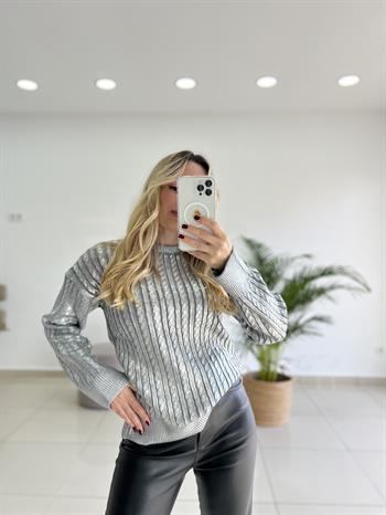 Metalik Varak Baskılı Triko