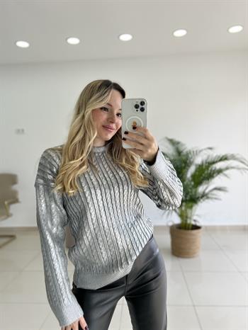 Metalik Varak Baskılı Triko