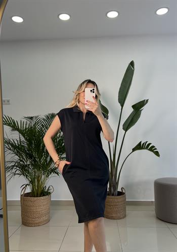 Modal Kumaş Antrasit Basic Elbise