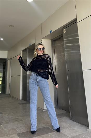 Full Likralı Mom Fit Modern Paça Kar Yıkama Jean 